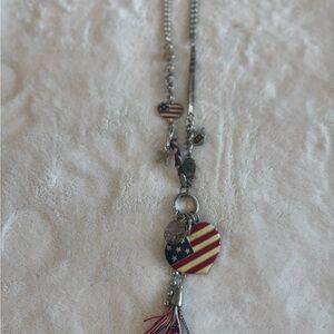 Patriotic Heart Charm Necklace